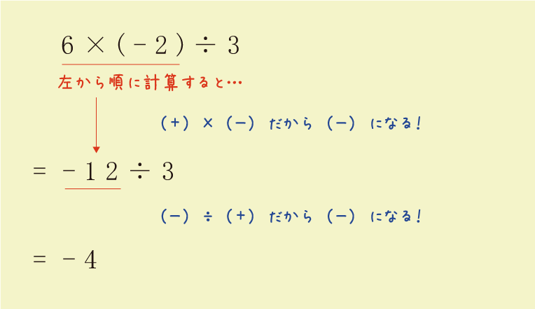 6×（－2）÷3＝－12÷3＝－4